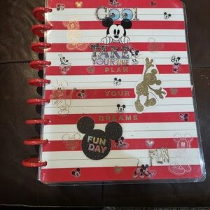 Disney Red and White Striped Mickey Planner with Gold Accents